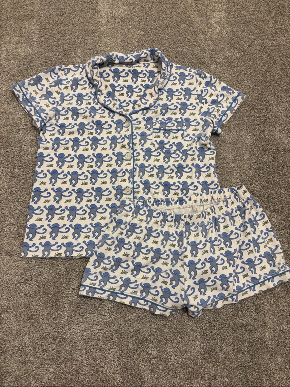 Blue Monkey Roller Rabbit Pajama Set